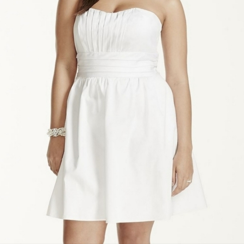 David's Bridal Dress White Short Size 10